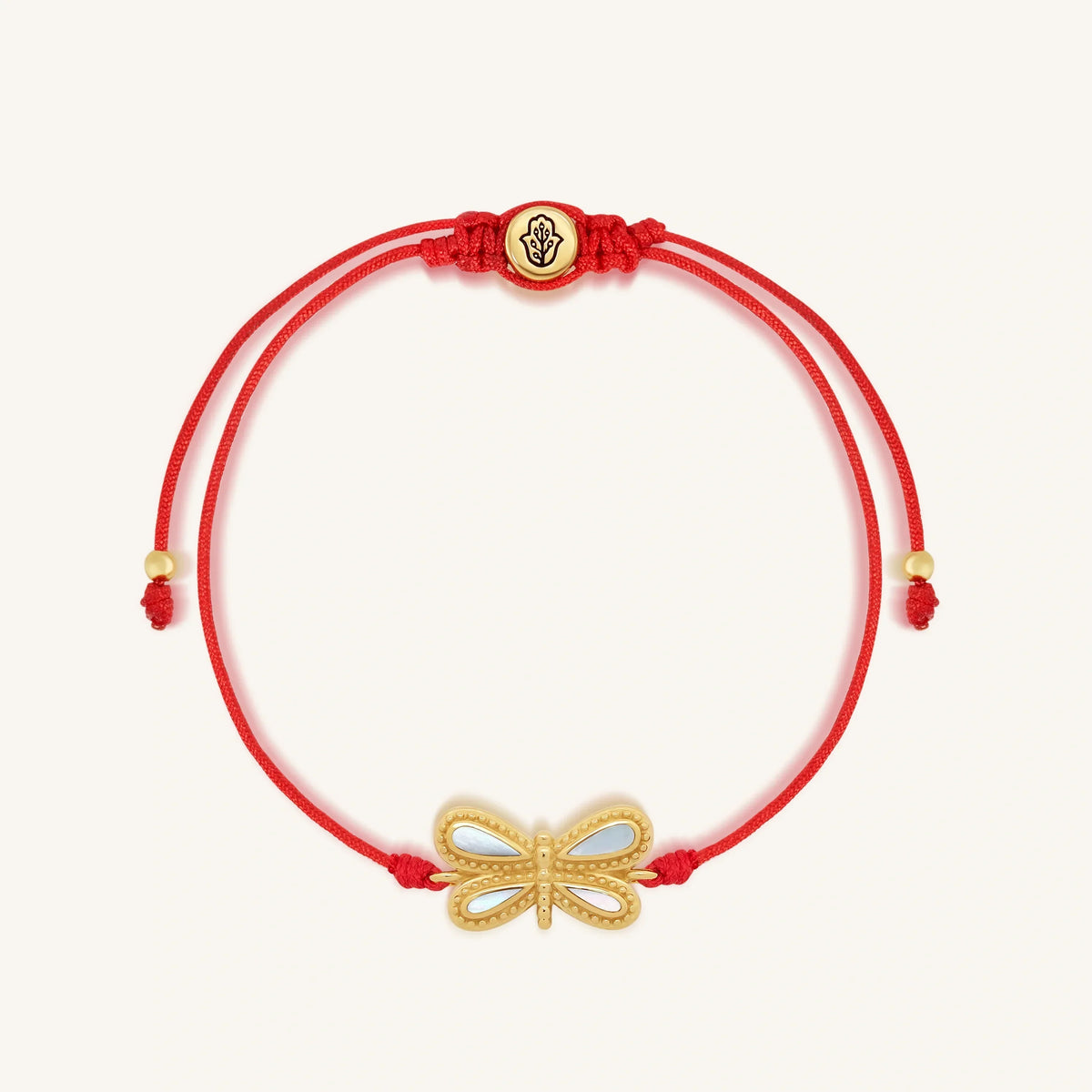 Infinite Grace Mother of Pearl Dragonfly Red String Bracelet