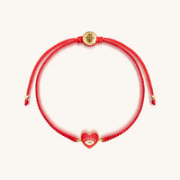 Devoted to Love Evil Eye Heart Charm Red String Bracelet