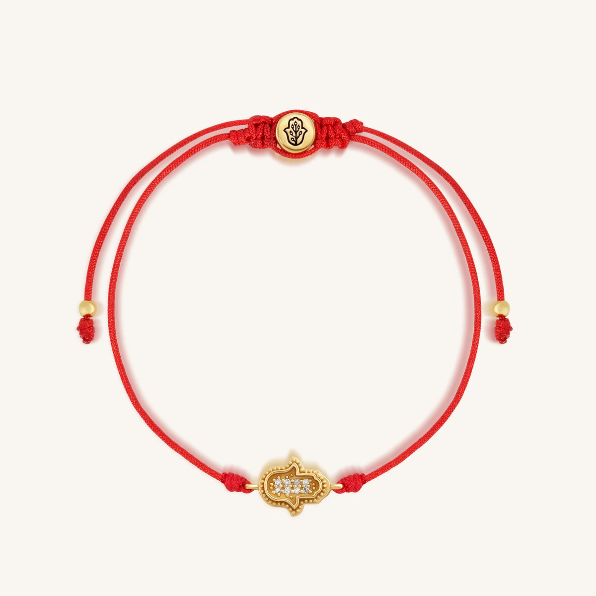 Radiant Blessings 14K Gold Diamond Hamsa Red String Bracelet