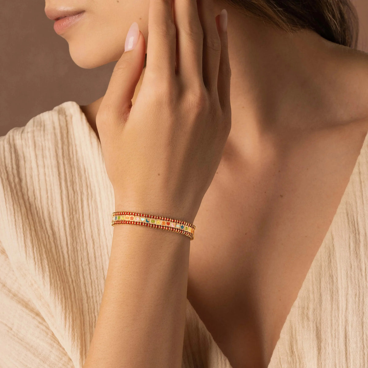Divine Prism Red String Tennis Bracelet