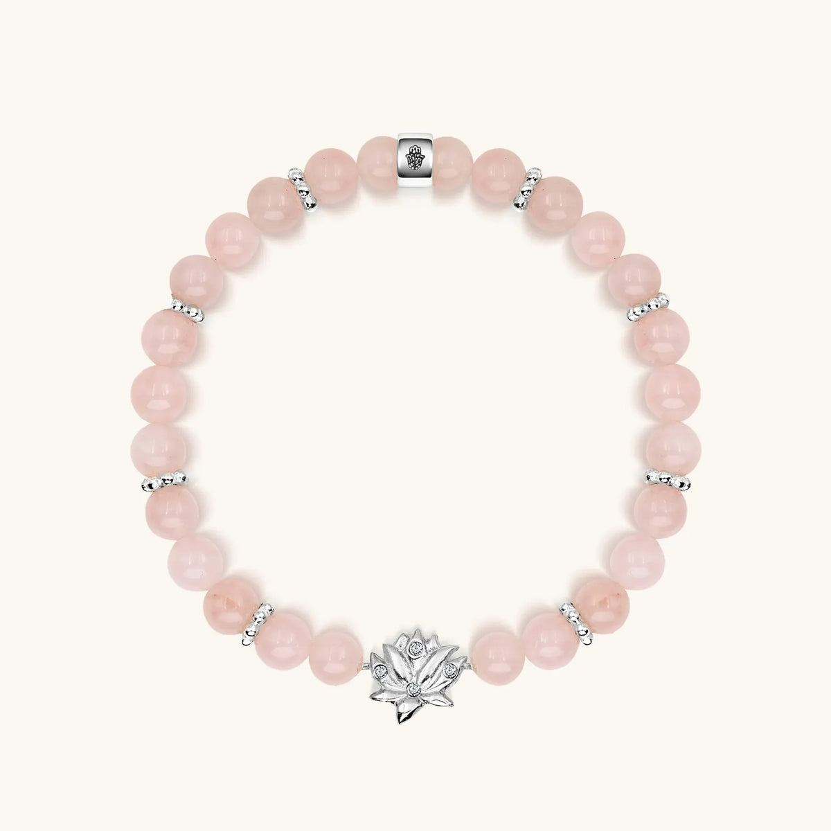 Emotion Renewal - Rose Quartz Lotus Charm Bracelet