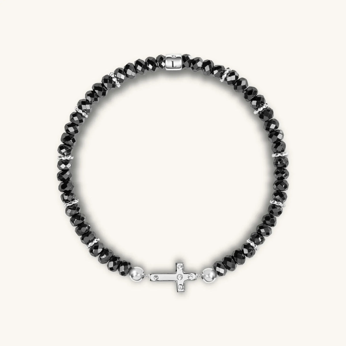Grounded In Faith Hematite Cross Bracelet