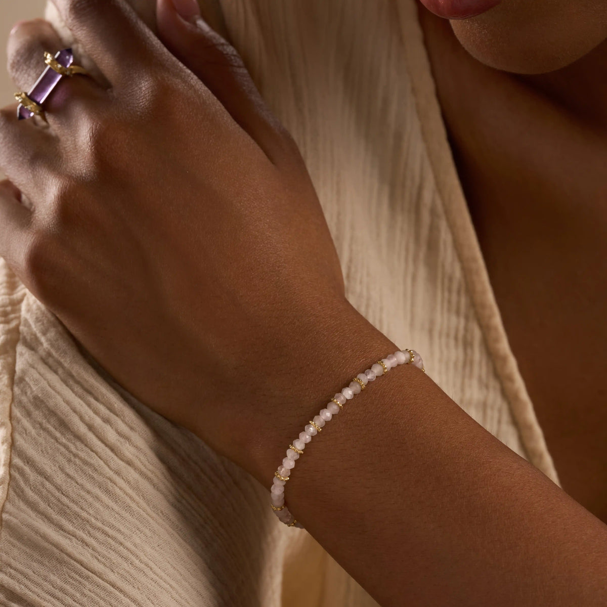 Energy of Love Rose Quartz Drawstring Bracelet