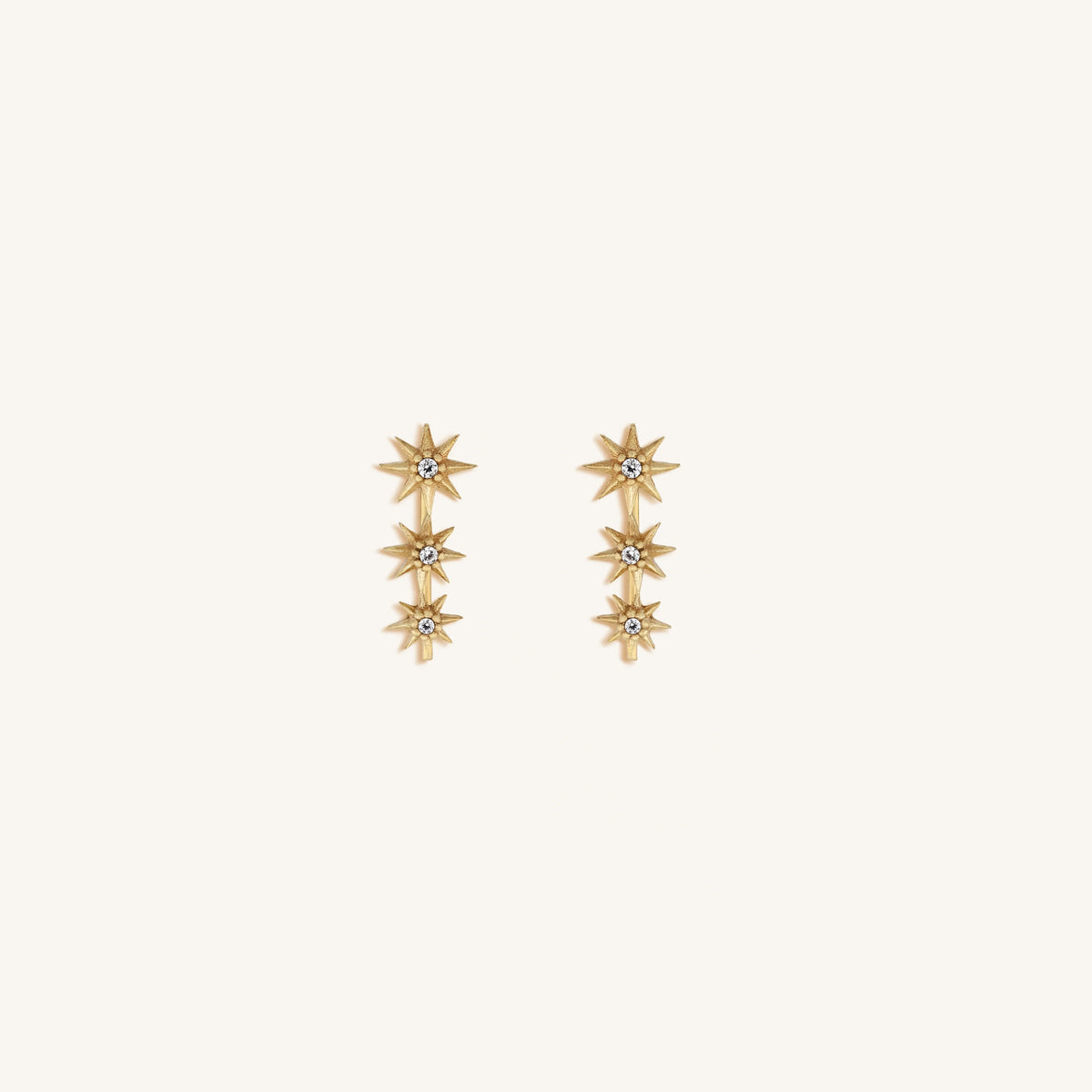 Celestial Being Star Gold Climber Earrings