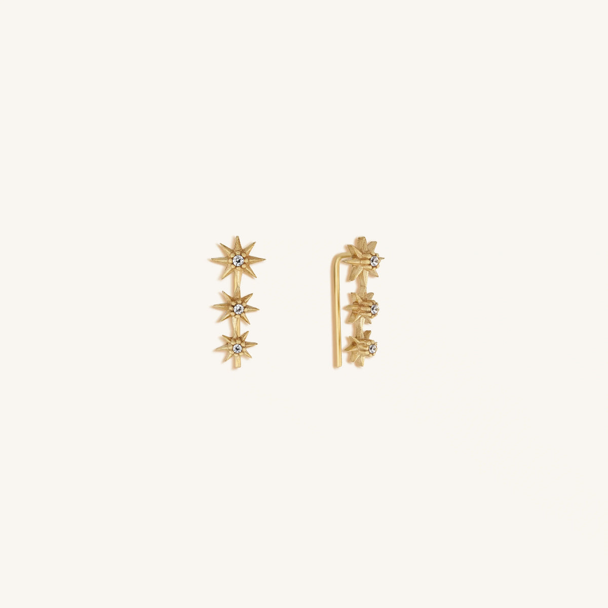 Celestial Being Star Gold Climber Earrings