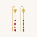 Opulent Soul Ruby Butterfly Gold Drop Earrings 1