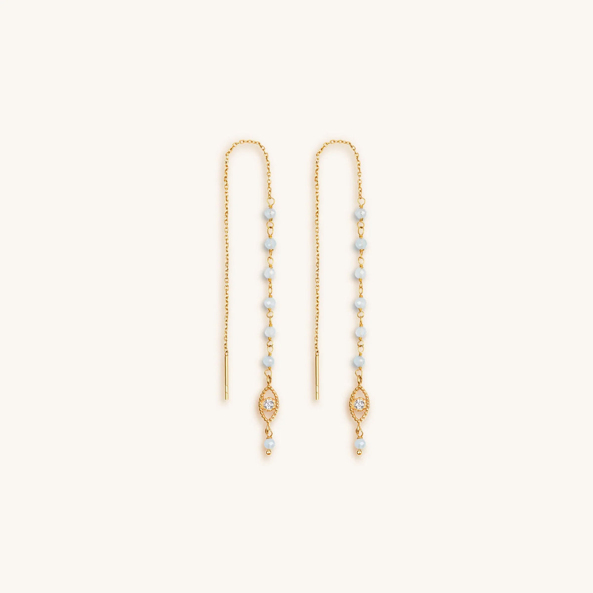 Flowing Frequency Aquamarine Evil Eye Earrings