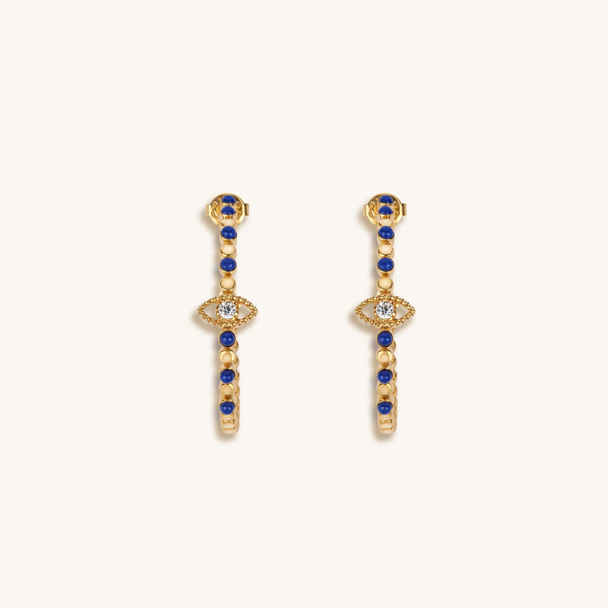 Truth Seeker - Evil Eye Lapis Hoop Earrings