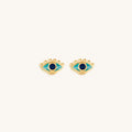 Highest Frequency - Blue Enamel Evil Eye Stud Earrings 1