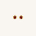 Crimson Shield Garnet January Birthstone Evil Eye Gold Stud Earrings 1