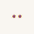 Mystic Guard Amethyst February Birthstone Evil Eye Gold Stud Earrings 1