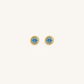Ocean Watch Aquamarine March Birthstone Evil Eye Gold Stud Earrings 1