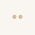 Luminous Shield White Quartz April Birthstone Evil Eye Gold Stud Earrings 1