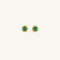 Verdant Guardian Emerald Agate May Birthstone Evil Eye Gold Stud Earrings 1