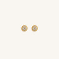 Lunar Sentinel Moonstone June Birthstone Evil Eye Gold Stud Earrings 1