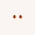 Crimson Guardian Ruby Jade July Birthstone Evil Eye Gold Stud Earrings 1