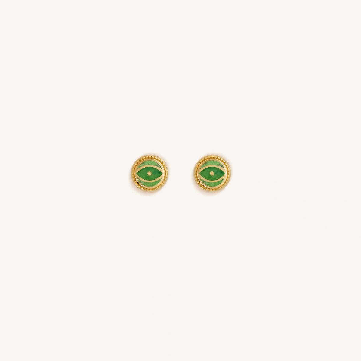 Dawn Sentinel - Peridot August Birthstone Evil Eye Gold Stud Earrings