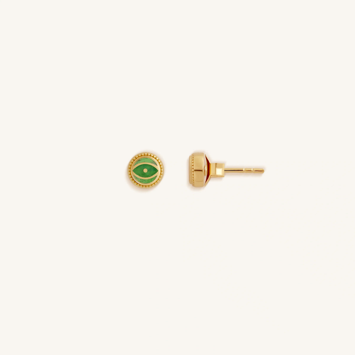 Dawn Sentinel Peridot August Birthstone Evil Eye Gold Stud Earrings
