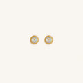 Luminous Shield Opal October Birthstone Evil Eye Gold Stud Earrings 1