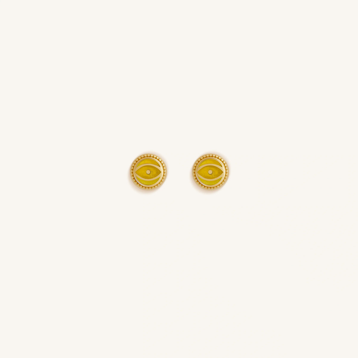 Solar Guard Citrine November Birthstone Evil Eye Gold Stud Earrings