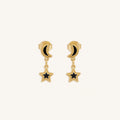 Eclipse Whisper Moon & Stars Onyx Earrings 1
