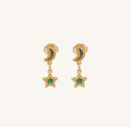 Celestial Vibrations Apatite & Amazonite Moon & Star Gold Earrings 1