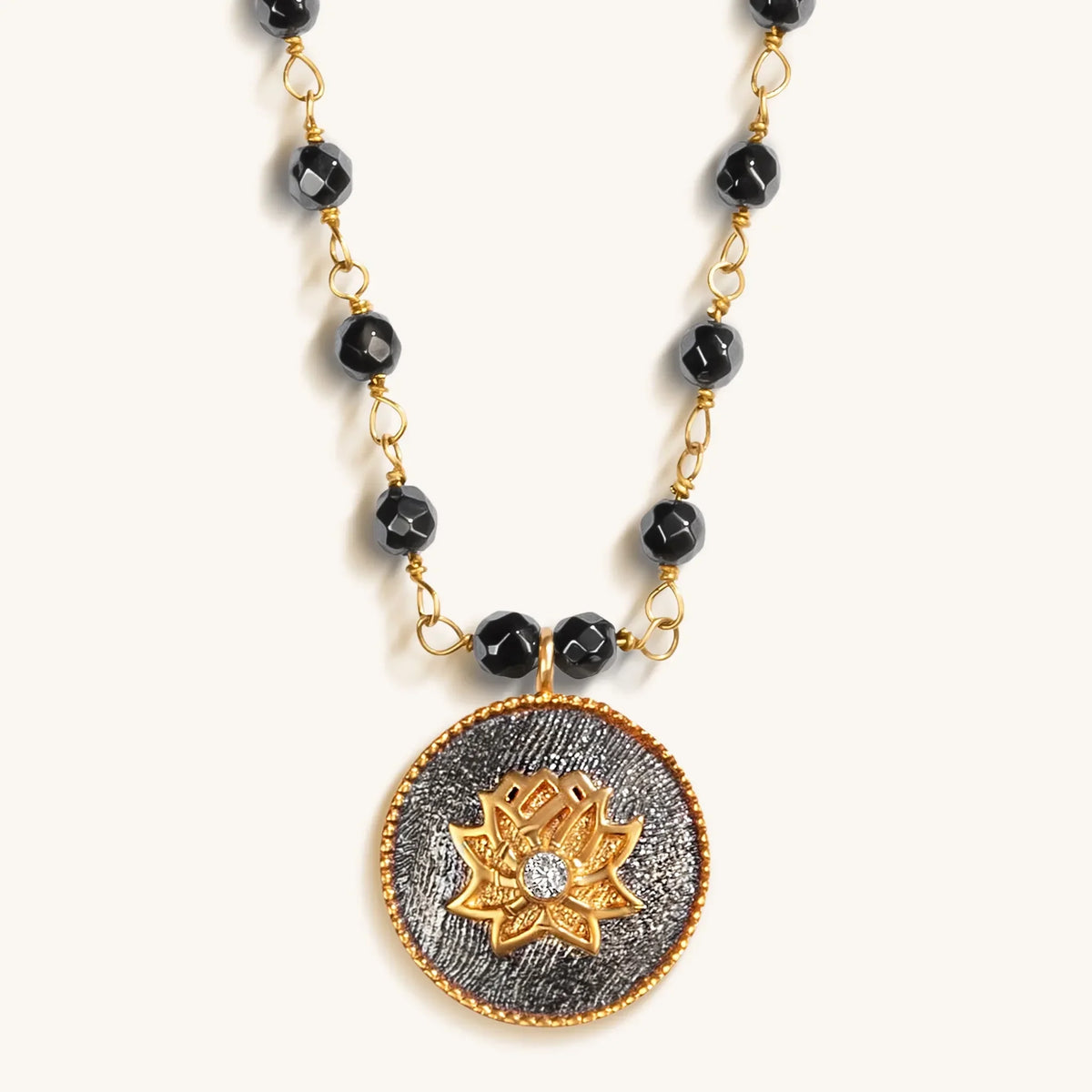 Enlightenment Hope Hematite Lotus Necklace
