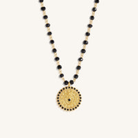 Silent Guard Hamsa Onyx Gold Necklace