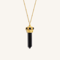 Eternal Harmony Multi-Charm Onyx Gold Necklace