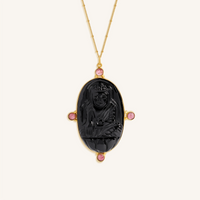 Peaceful Radiance Buddha Onyx & Tourmaline Necklace