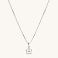 Divine Virtue White Enamel Diamond Lotus Necklace 3