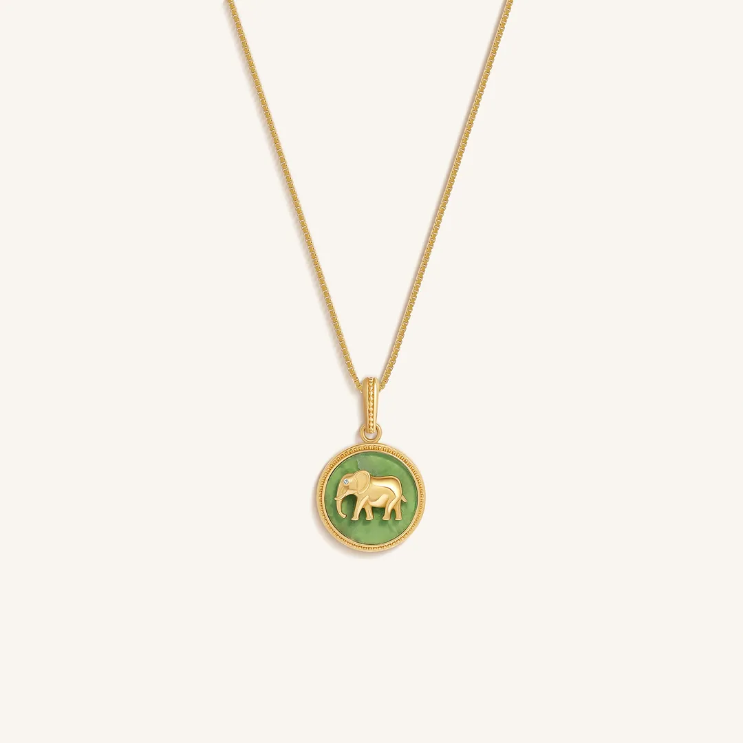 Tranquil Guardian Jade Elephant Necklace
