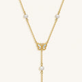 Intuition & Grace Rainbow Moonstone & Pearl Butterfly Gold Necklace 5