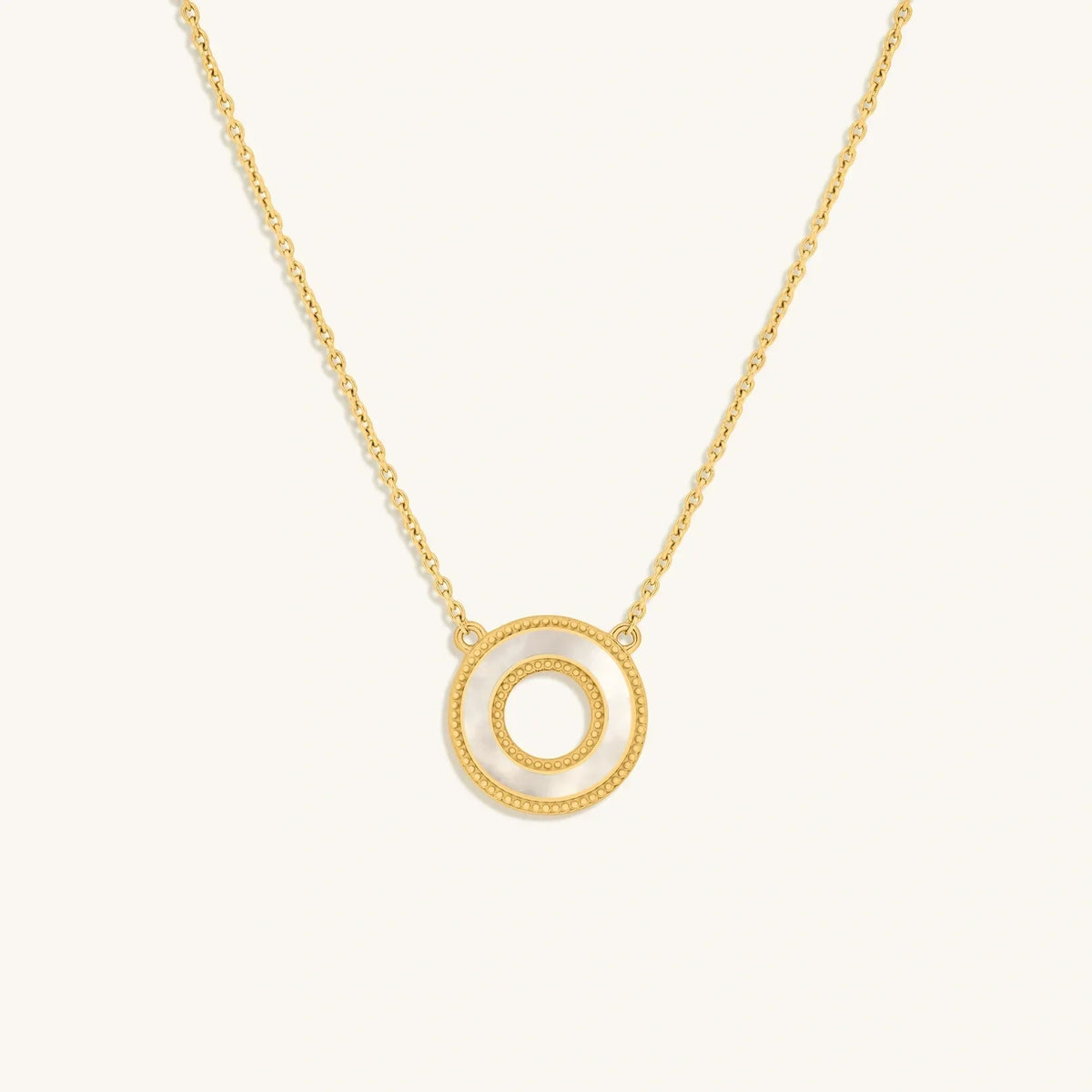 Cherished Flow White Mother of Pearl Karma Circle Gold Necklace
