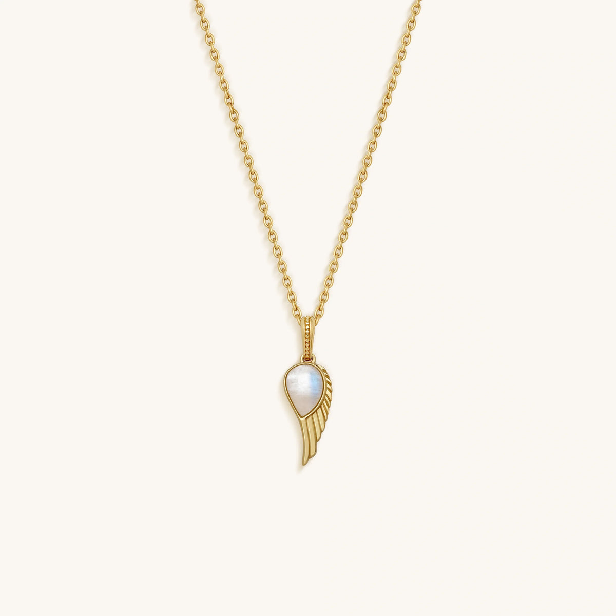 Lightness of Being Moonstone Angel Wing Gold Necklace