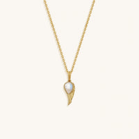 Lightness of Being Moonstone Angel Wing Gold Necklace