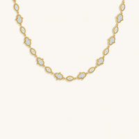 Lunar Alignment Moonstone Hamsa & Evil Eye Gold Necklace