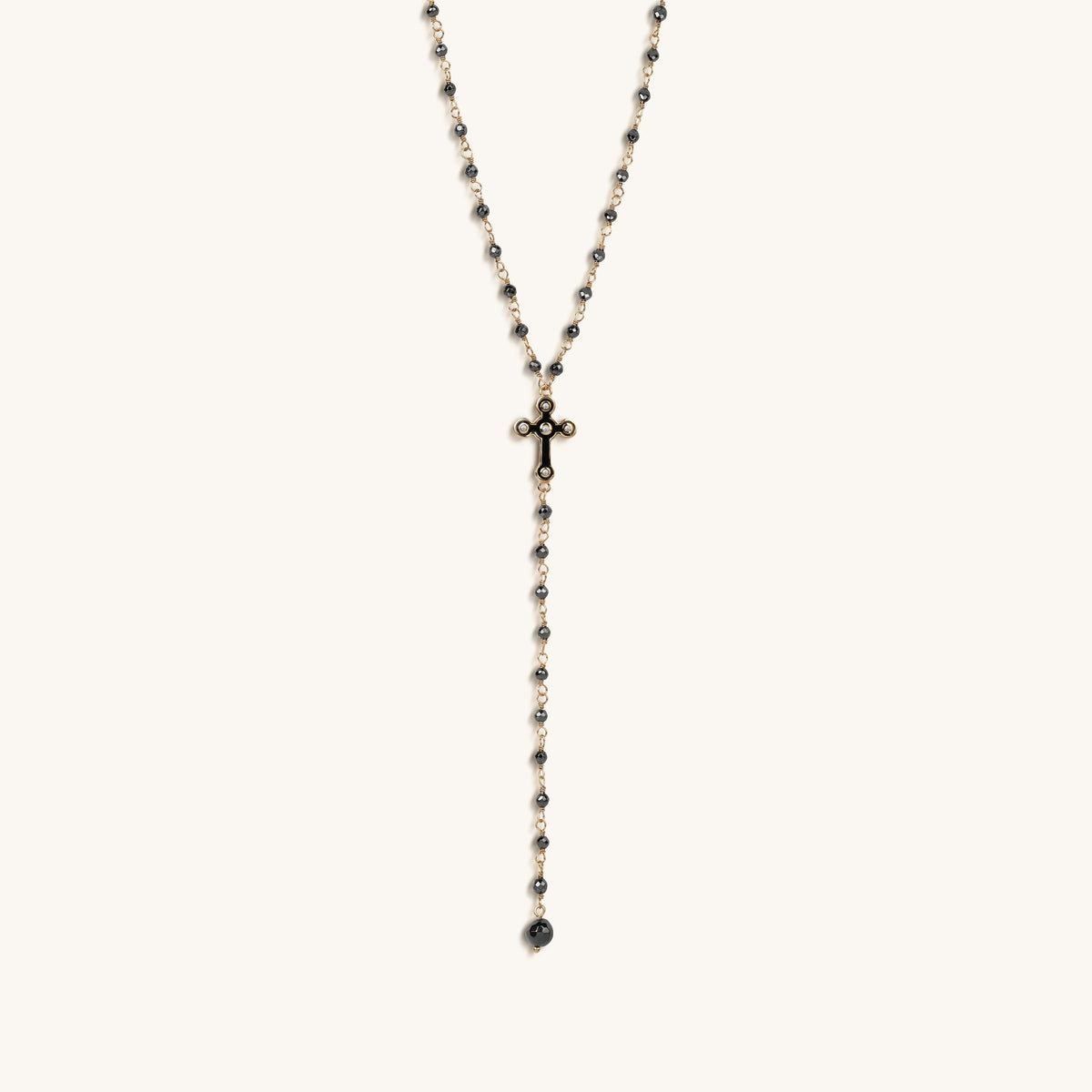 Unwavering Faith Cross Hematite Rosary Necklace