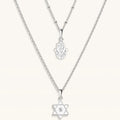Protected in Faith - Silver Hamsa Star of David Necklace 2