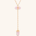 Open Hearted Gold Rose Quartz Evil Eye Double Pointer Necklace 3