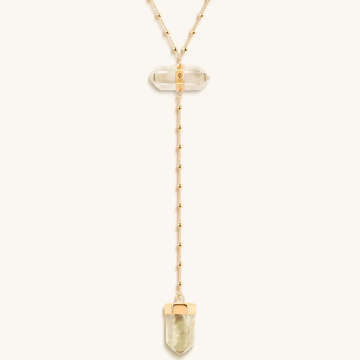 Vibrationally High - Gold Citrine Evil Eye Double Pointer Necklace