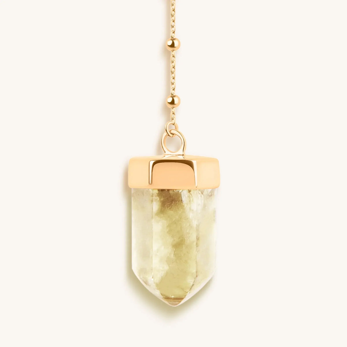 Vibrationally High Gold Citrine Evil Eye Double Pointer Necklace