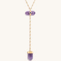 Soothing Remedy Gold Amethyst Evil Eye Double Pointer Necklace 1