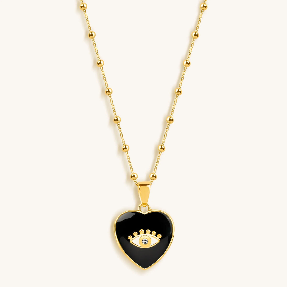 Grounded in Love Black Onyx Heart Diamond Evil Eye Necklace
