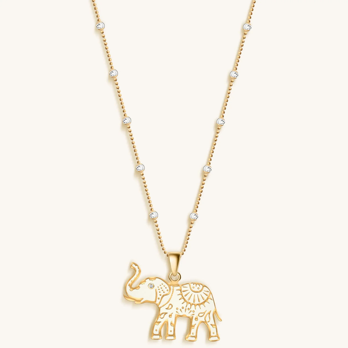 Infinite Wisdom Gold Plated Elephant Pendant Necklace