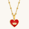 Steadfast Loyalty Evil Eye Diamond Heart Charm Necklace 1