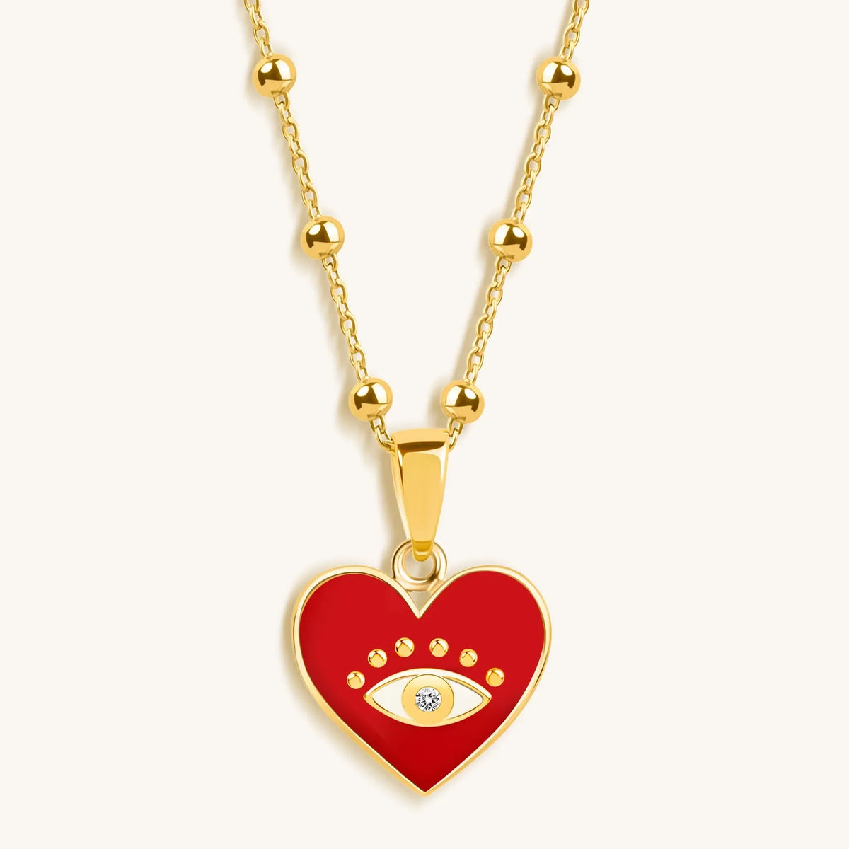 Steadfast Loyalty Evil Eye Diamond Heart Charm Necklace