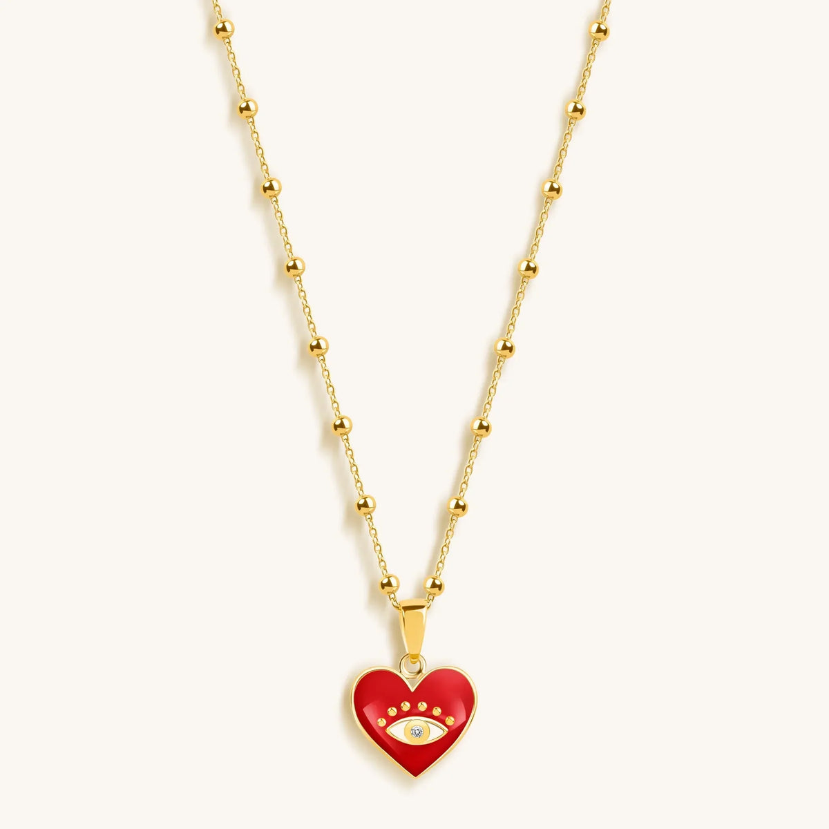 Steadfast Loyalty Evil Eye Diamond Heart Charm Necklace