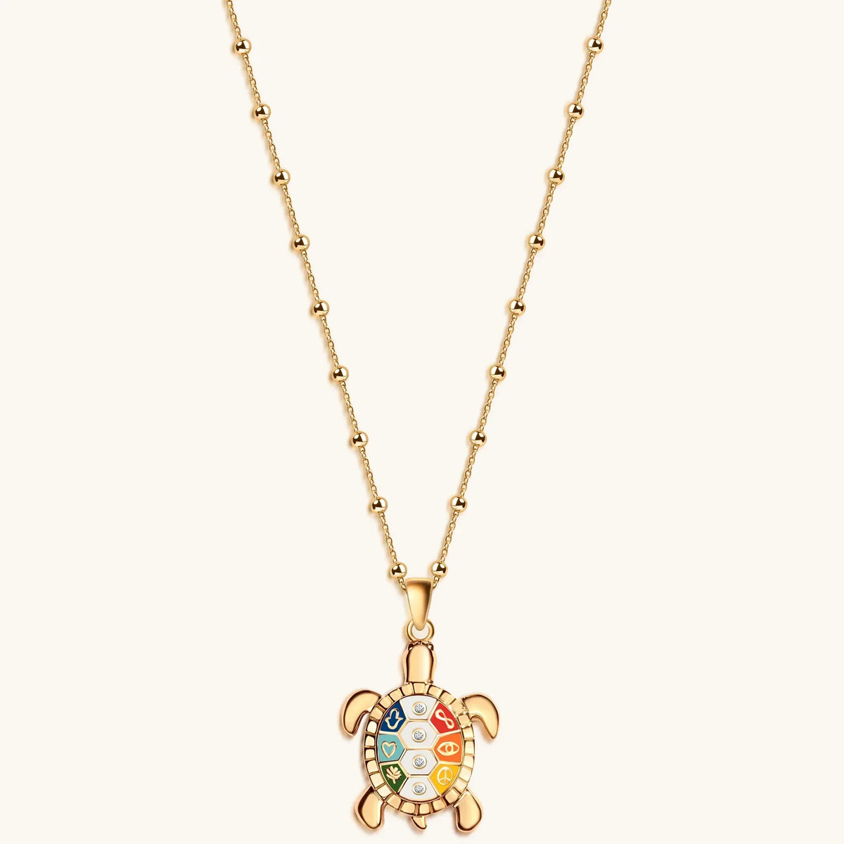 Intuitive Wisdom Multi Symbol Chakra Turtle Necklace