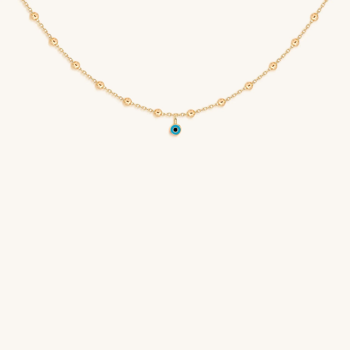Glowing Perspective - Turquoise Enamel Evil Eye Necklace